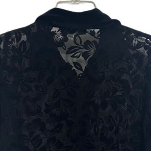 Vintage Truffles Blouse Womens Medium Black Jacquard Velvet Burnout Floral Sheer - Picture 6 of 10